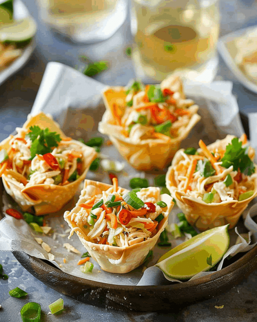 Thai Chicken Salad Wonton Cups