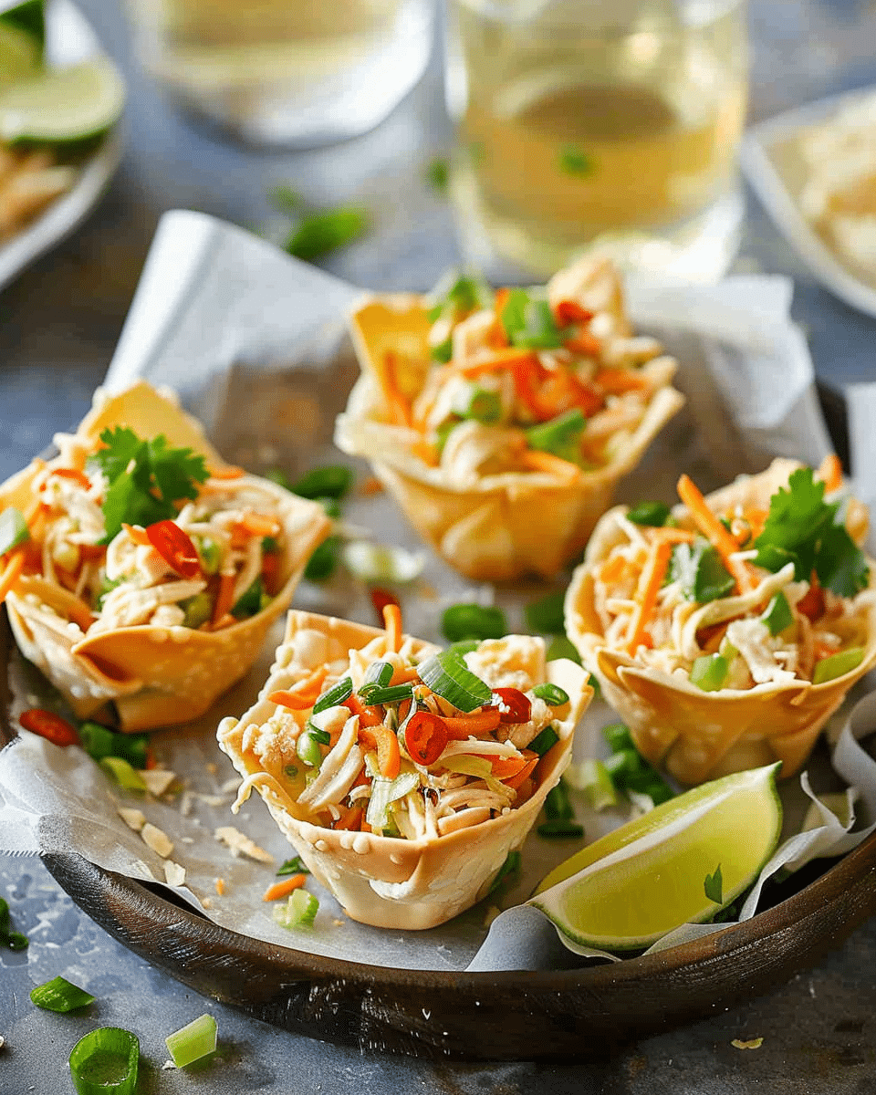 Thai Chicken Salad Wonton Cups