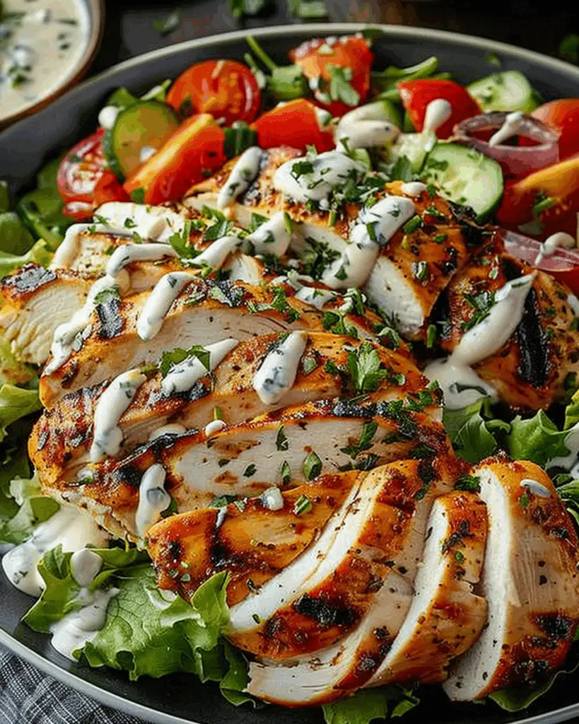 Grilled Herb Chicken with Creamy Dressing & Salad