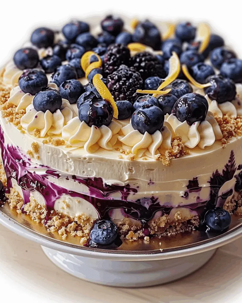 Lemon Blueberry Cheesecake Cake with Creamy Layers