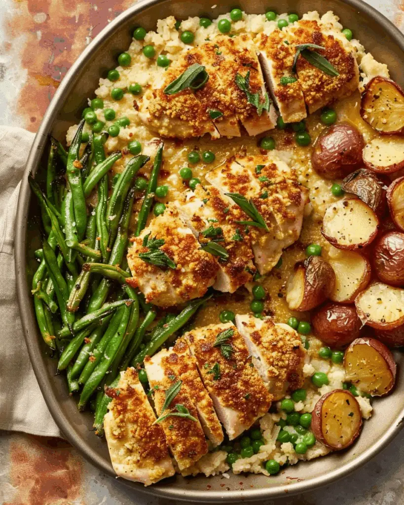 Parmesan Crusted Chicken Sheet Pan Dinner