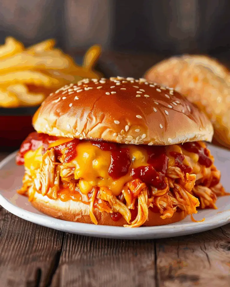 Cheesy Shredded BBQ Chicken Sandwiches