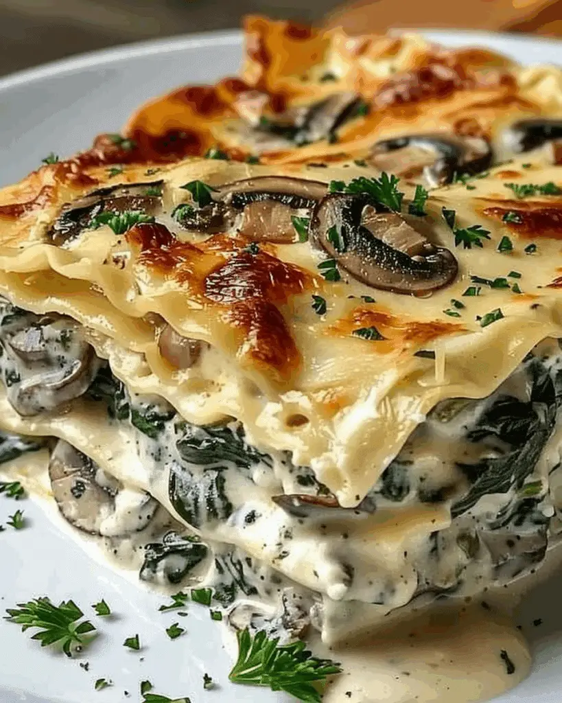 Creamy Spinach and Mushroom Lasagna