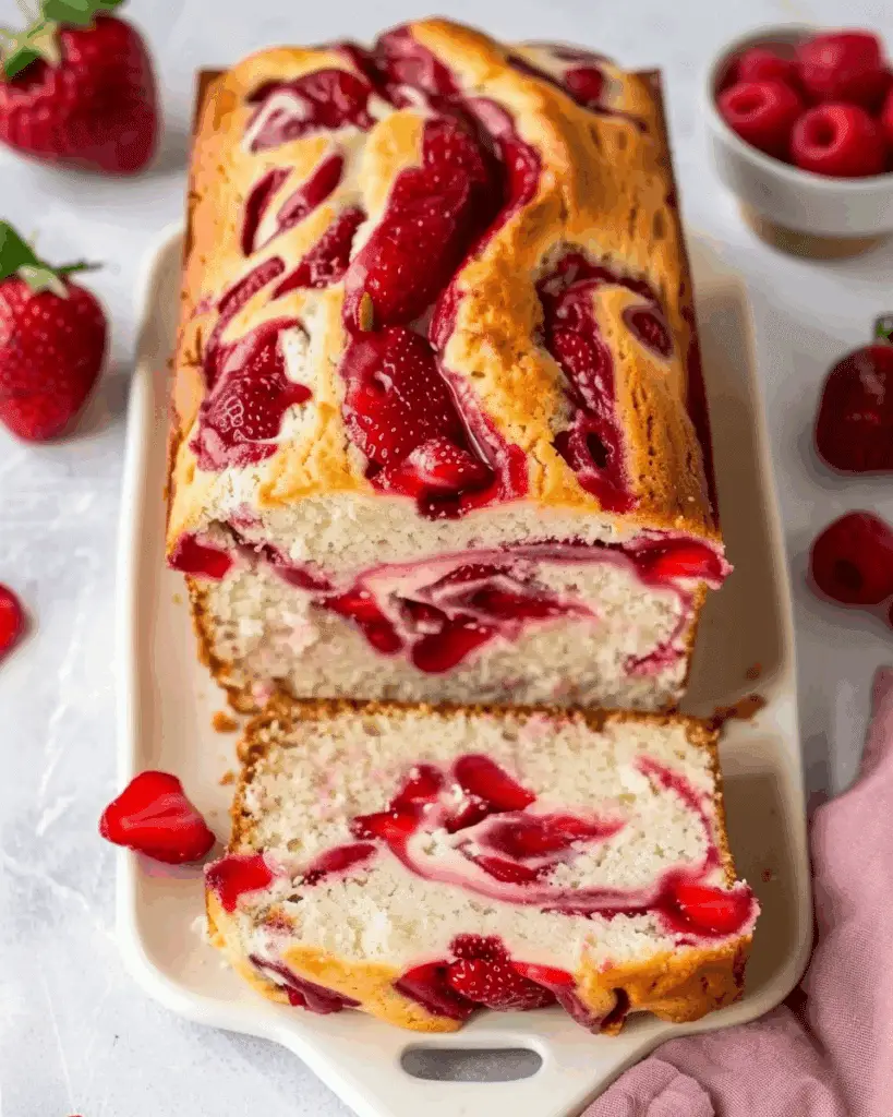 Keto Strawberry Swirl Loaf
