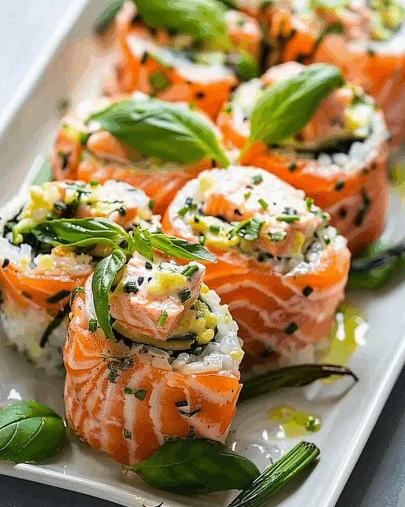Lemon Basil Salmon Rolls