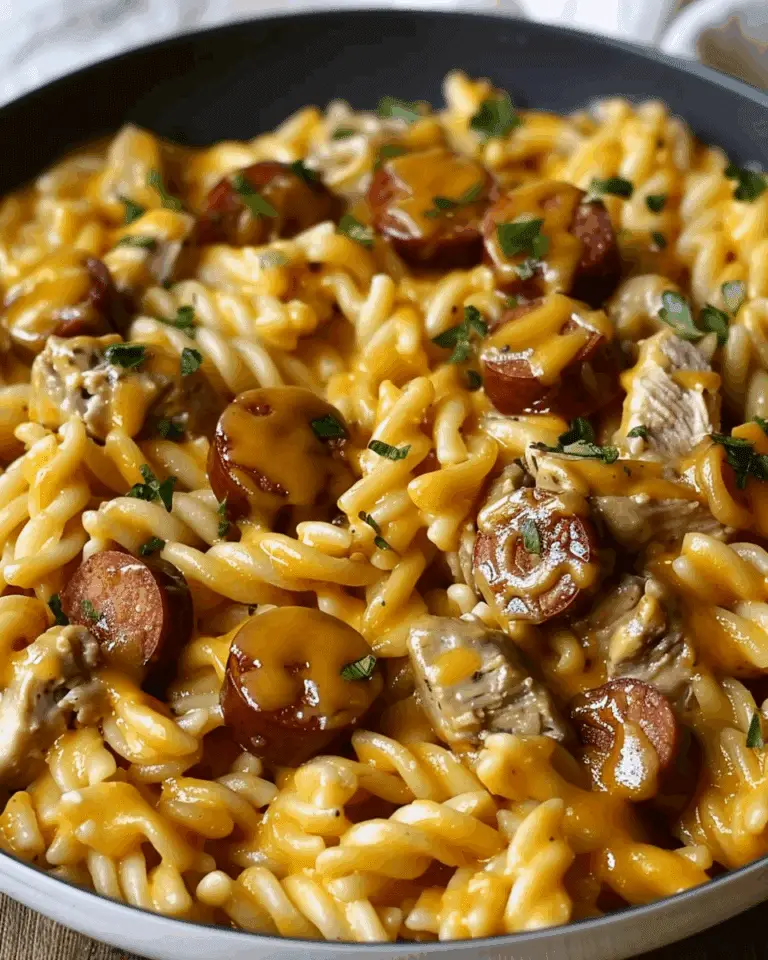 One-Pot Smoky Cheddar Ranch Chicken & Beef Sausage Pasta