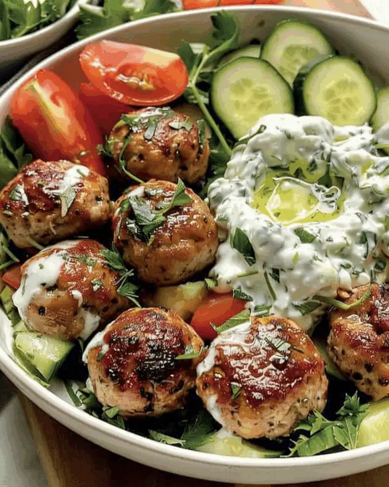 Greek Chicken Meatballs with Homemade Tzatziki