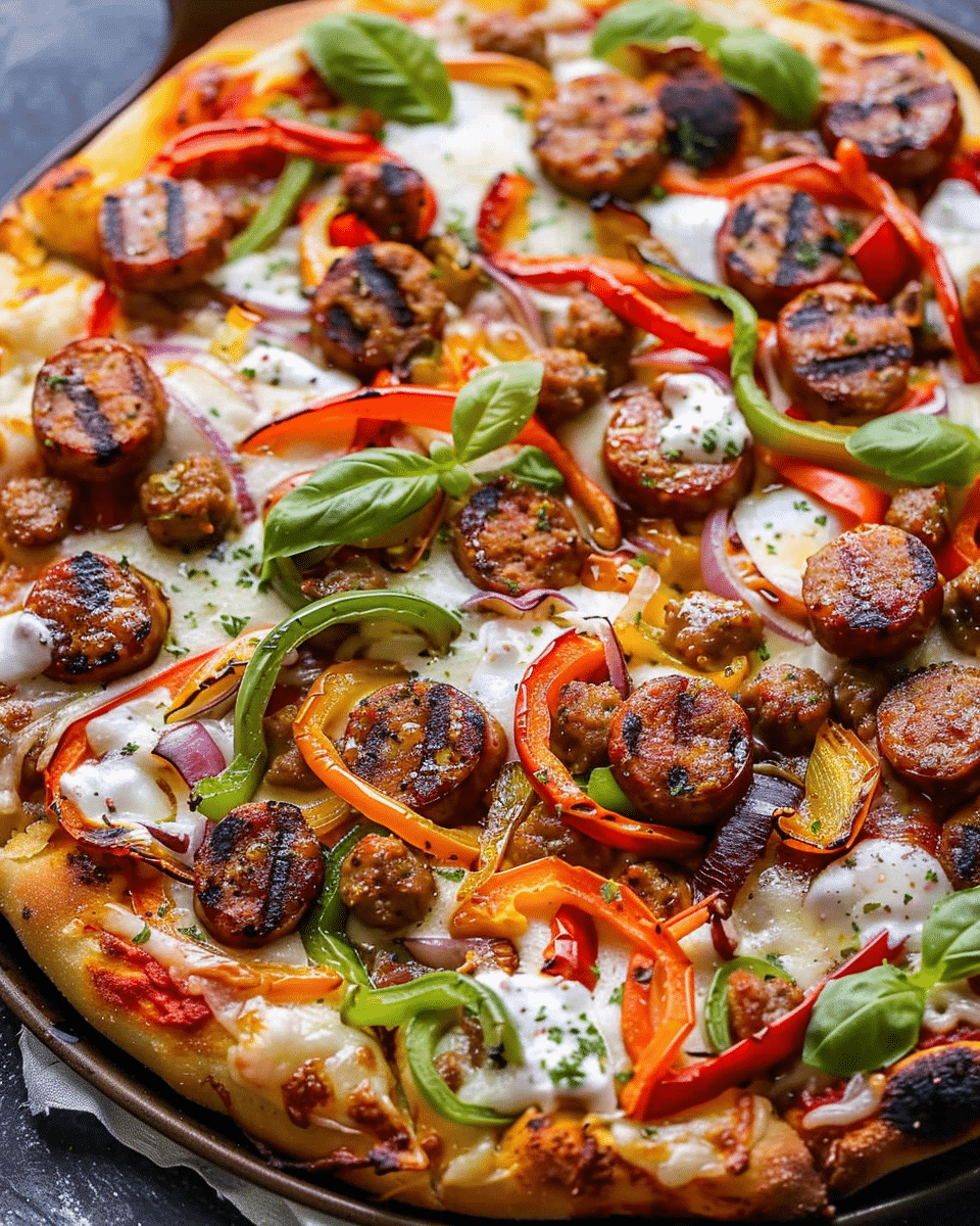 Grilled Sausage and Peppers Pizza