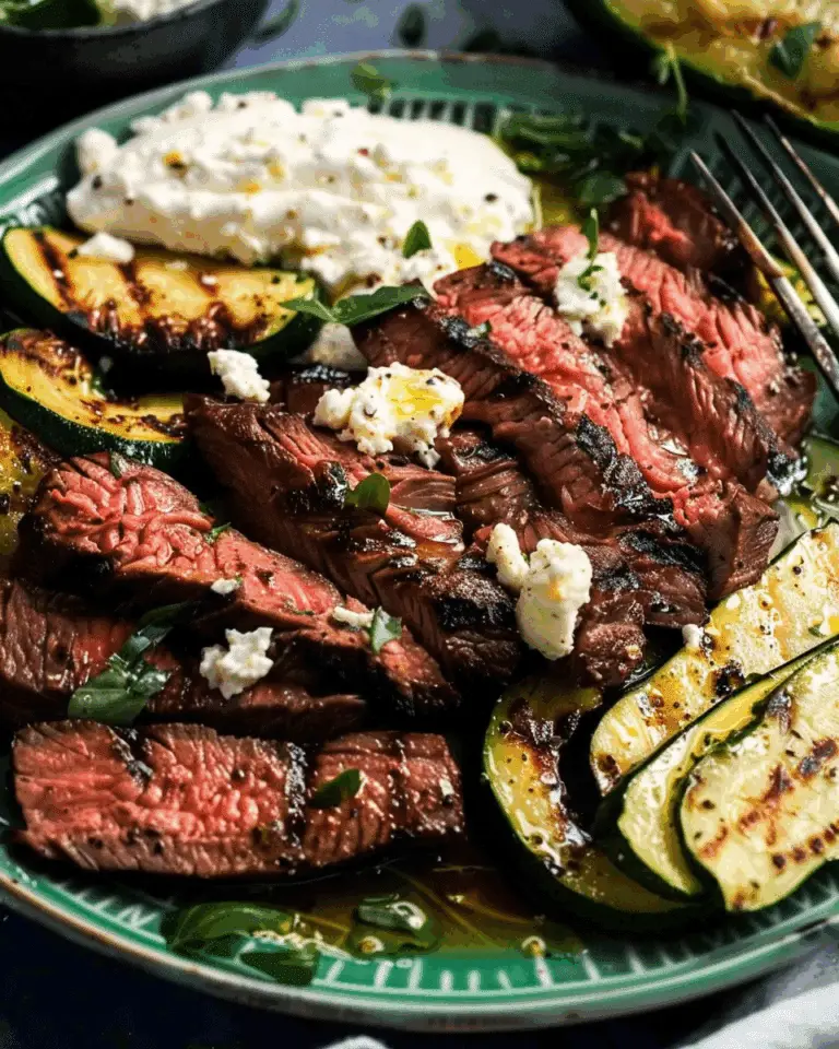 Grilled Steak and Zucchini with Whipped Feta