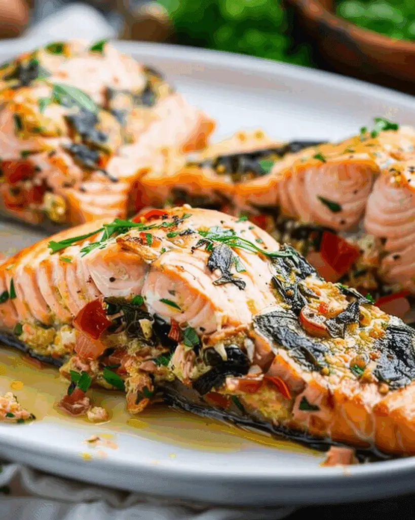 Mediterranean Stuffed Salmon