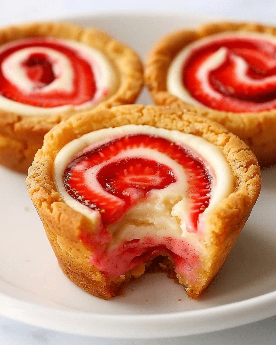 Strawberry Swirl Cheesecake Cookie Cups