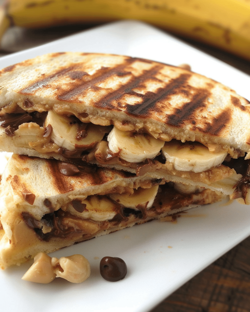 Chocolate Peanut Butter Banana Pita Panini