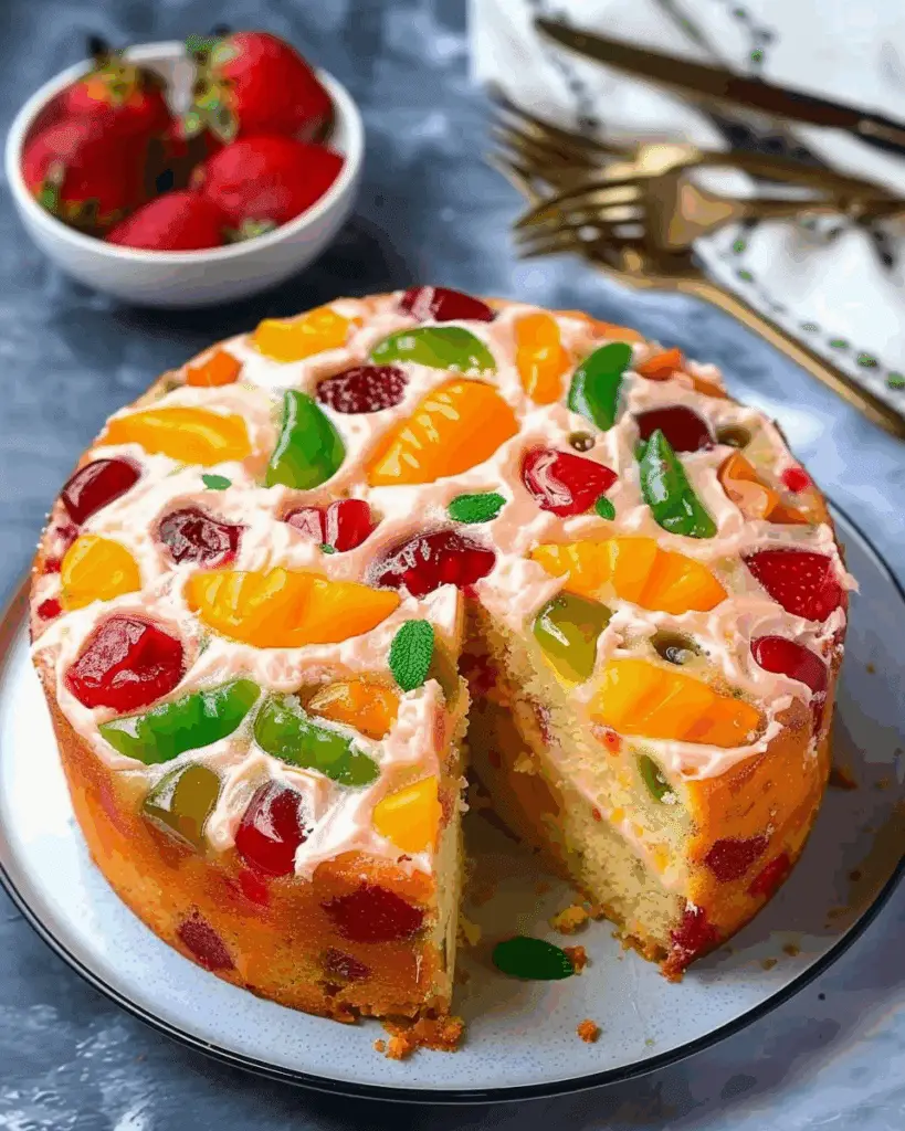 Eggless Tutti Fruti Cake