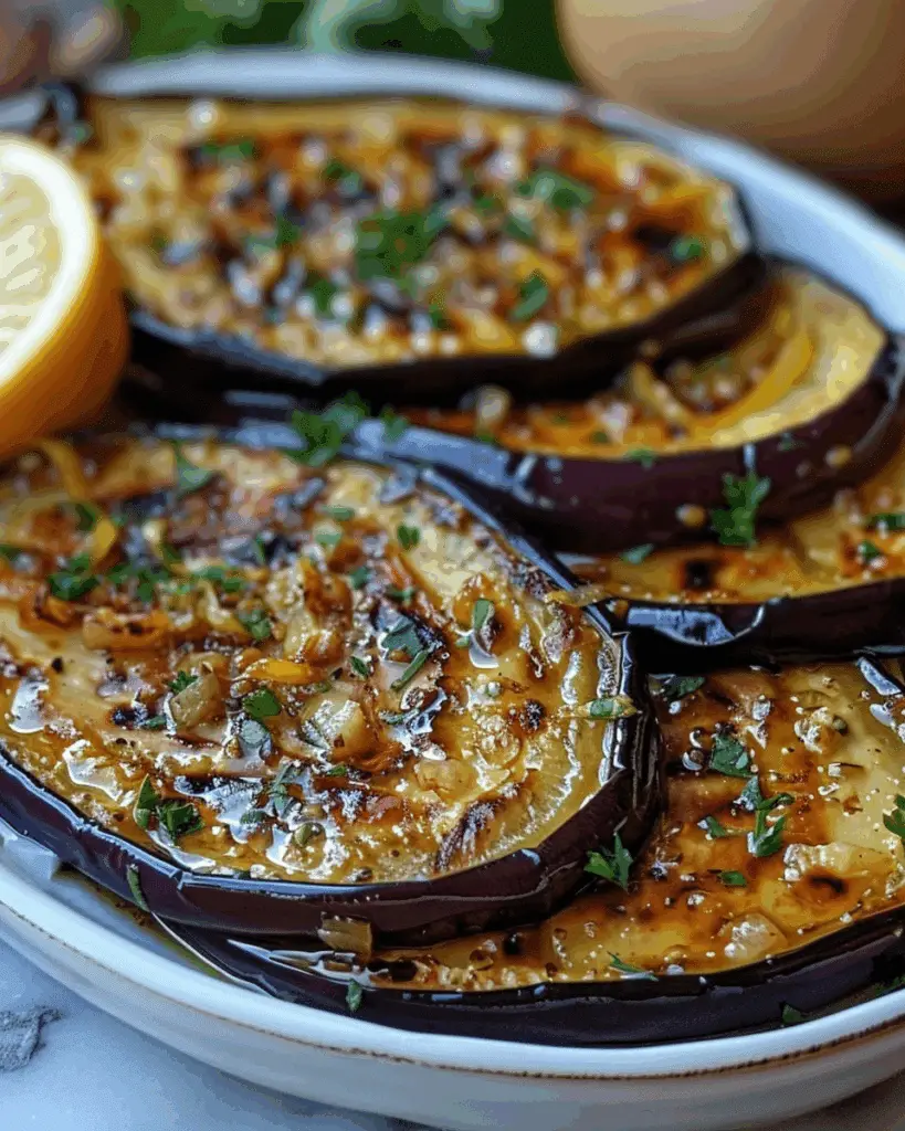 Lemon Garlic Roasted Eggplant