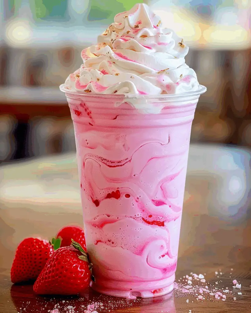 Strawberry Cream Frappe with Whipped Cream Topping