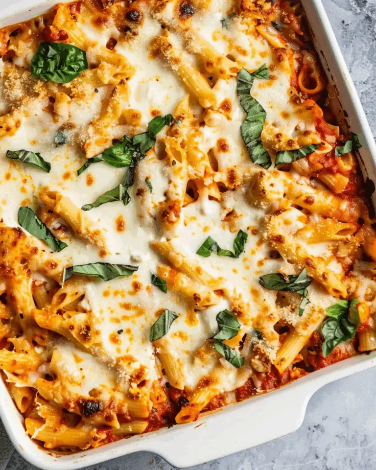 Easy Meatless Baked Ziti with Ricotta and Mozzarella