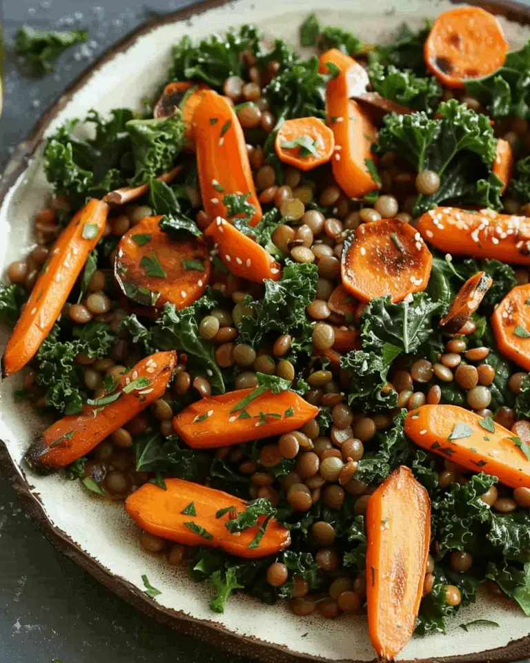 Kale and Lentil Salad with Roasted Carrots (Vegan)
