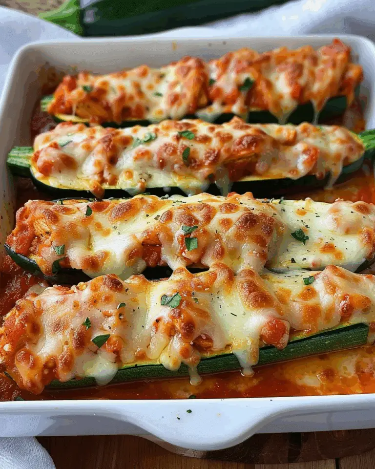 Chicken Parmesan Stuffed Zucchini Boats