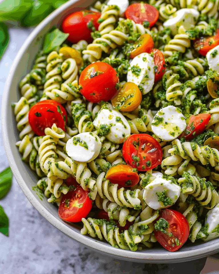 Pesto Pasta Salad with Tomatoes & Mozzarella