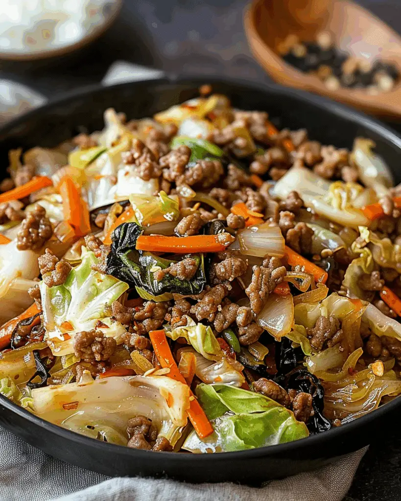 Chinese Ground Beef and Cabbage Stir-Fry