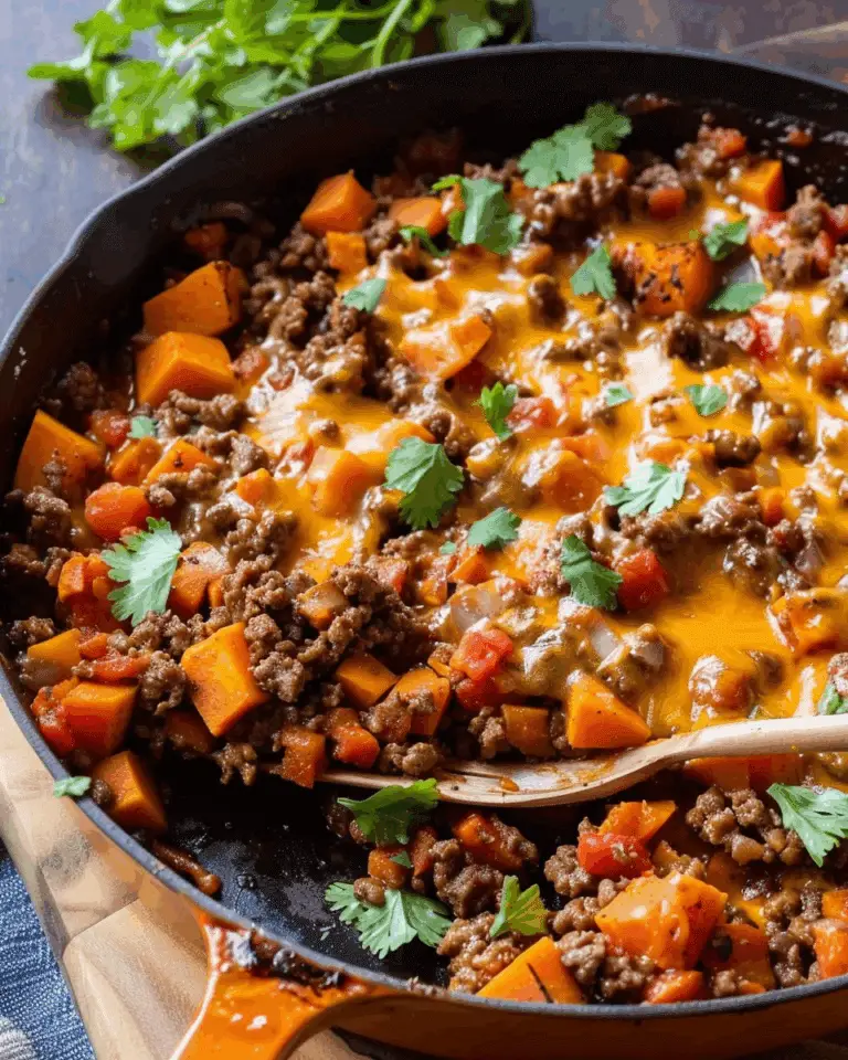 Southwest Ground Beef and Sweet Potato Skillet
