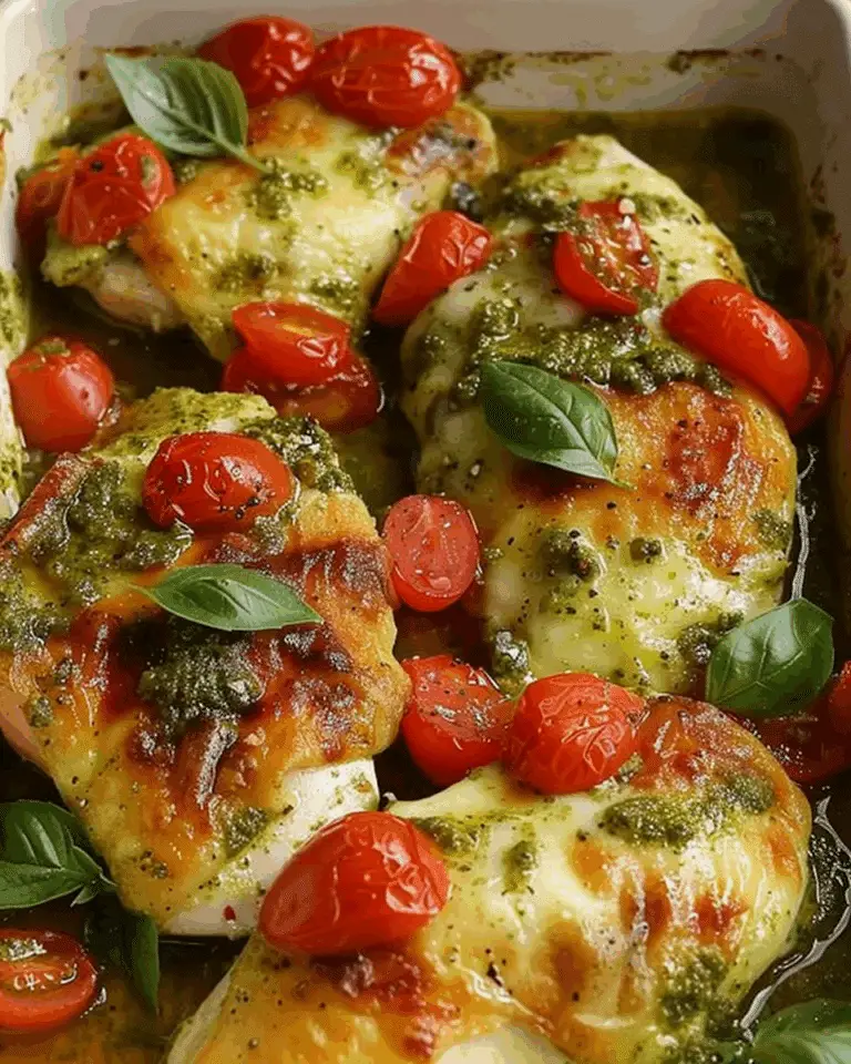 Cheesy Pesto Baked Chicken