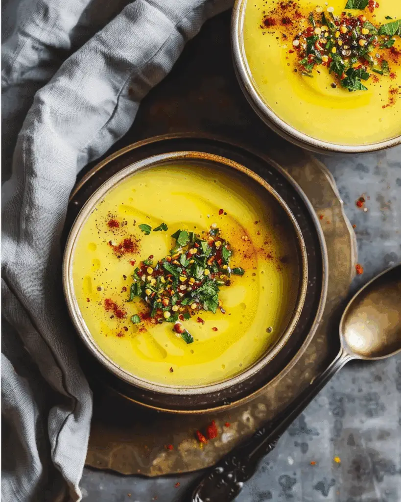 Vegan Cauliflower Soup with Coconut Milk, Turmeric, and Zucchini