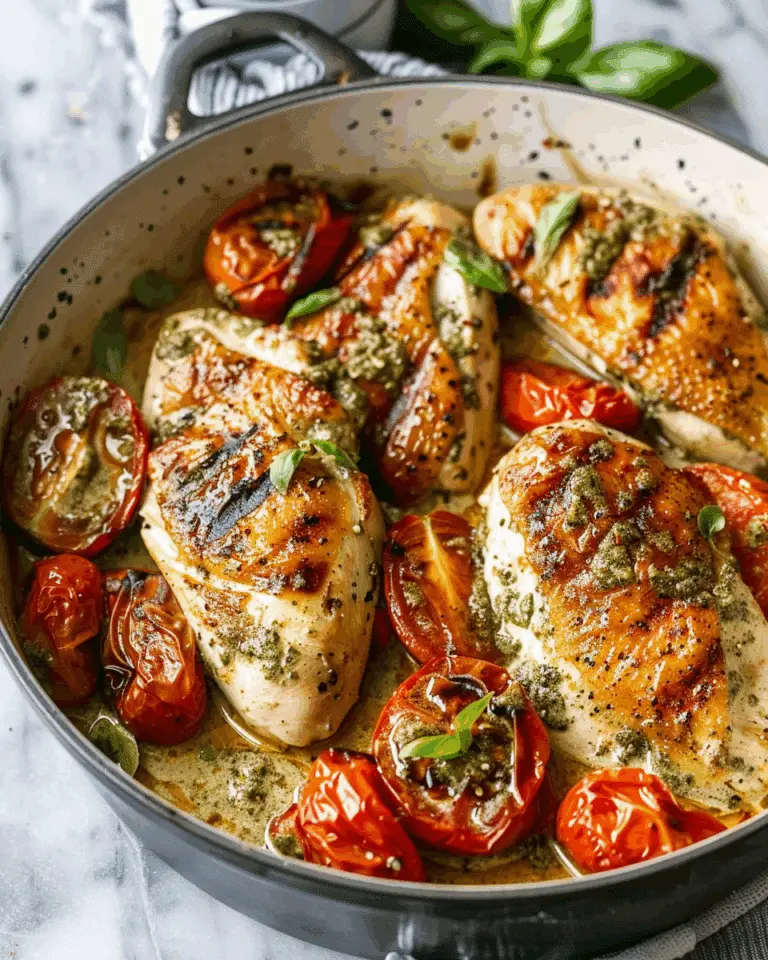 Creamy Pesto Chicken with Roasted Tomatoes
