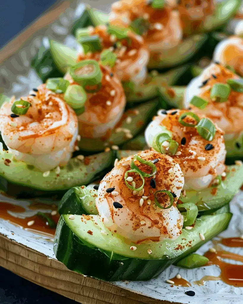Spicy Shrimp Cucumber Sushi Boats