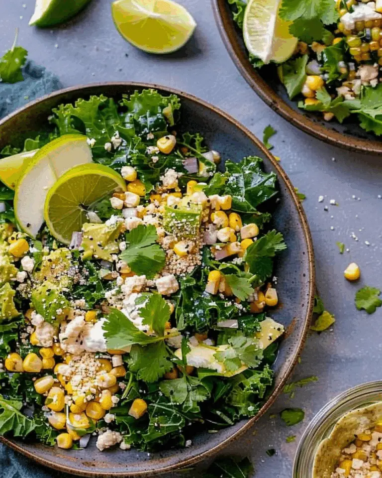Mexican Elote Street Corn Kale Salad with Spicy Yogurt Lime Dressing