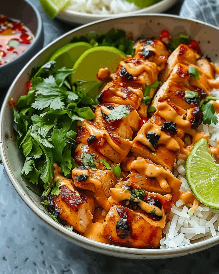 Easy Sweet Chili Chicken Bowl with Coconut Lime Drizzle