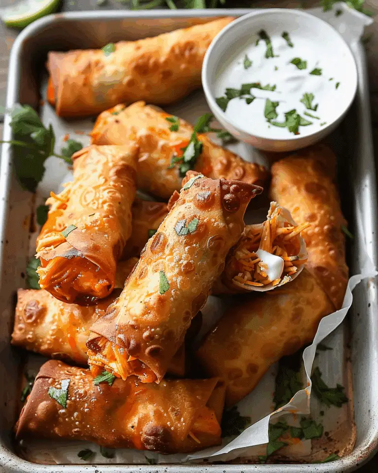 Baked Buffalo Chicken Egg Rolls with Cilantro Lime Ranch