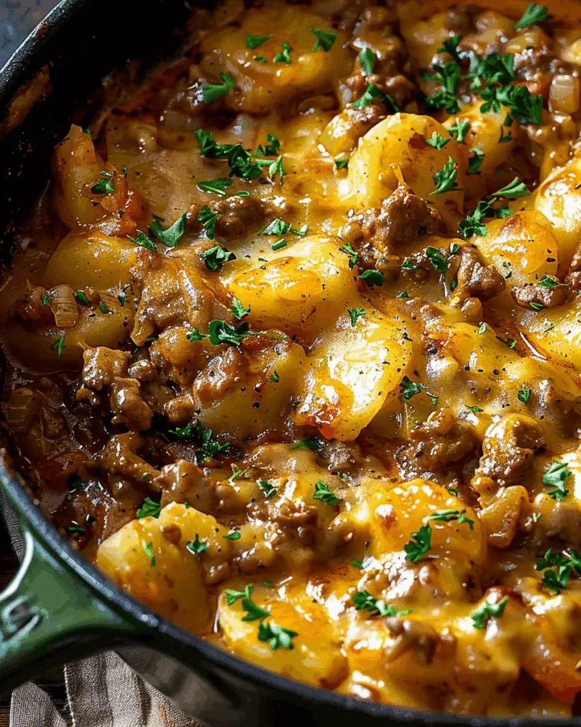 Cheesy One Pot Beef and Potatoes