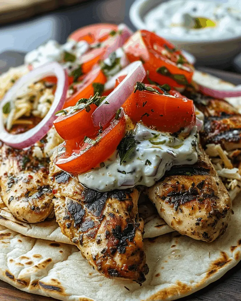 Greek Chicken Gyros with Lemon-Herb Marinade and Tzatziki