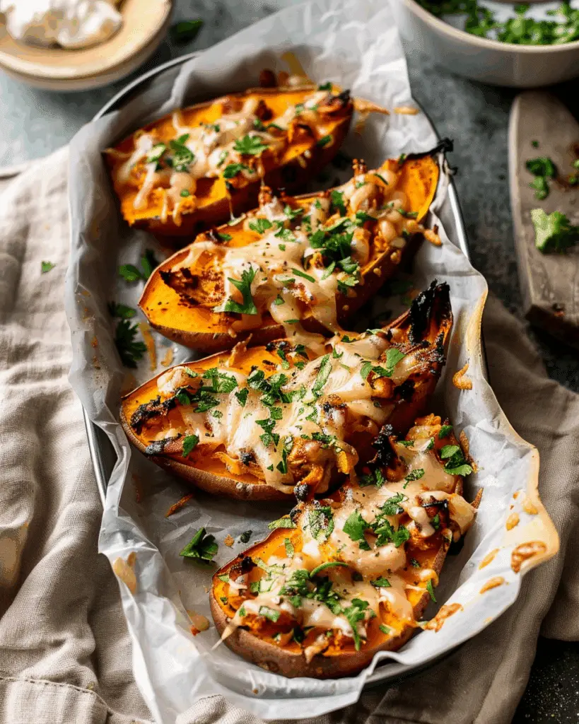 Healthy Chipotle Chicken Sweet Potato Skins