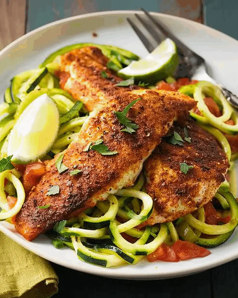 Blackened Tilapia with Zucchini Noodles