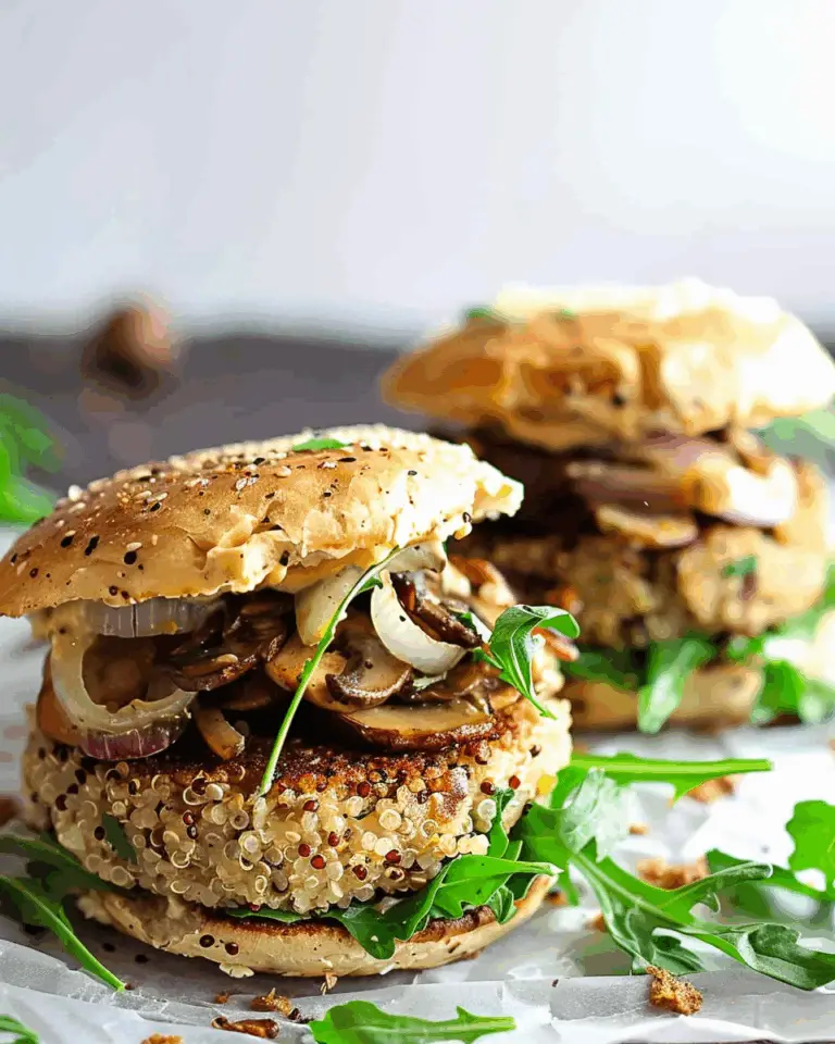 Cauliflower Quinoa Burgers with Mushrooms and Onions