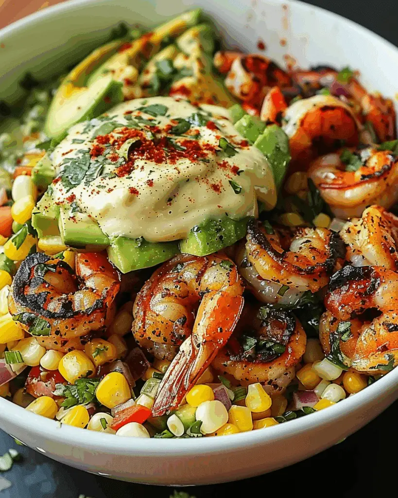 Easy Grilled Shrimp Bowl With Avocado & Corn Salsa