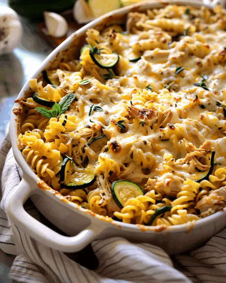 Zucchini Cheddar Chicken Noodle Casserole