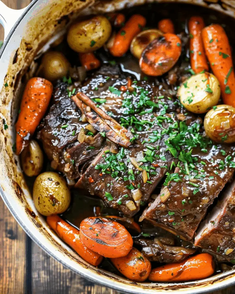 Chuck Roast with Balsamic and Dijon (The BEST Pot Roast!)