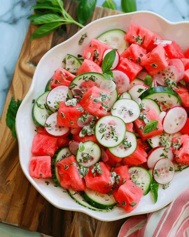 Watermelon Salad with Herbed Yogurt Sauce