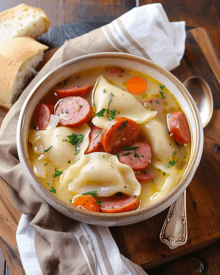Pierogi Soup with Kielbasa