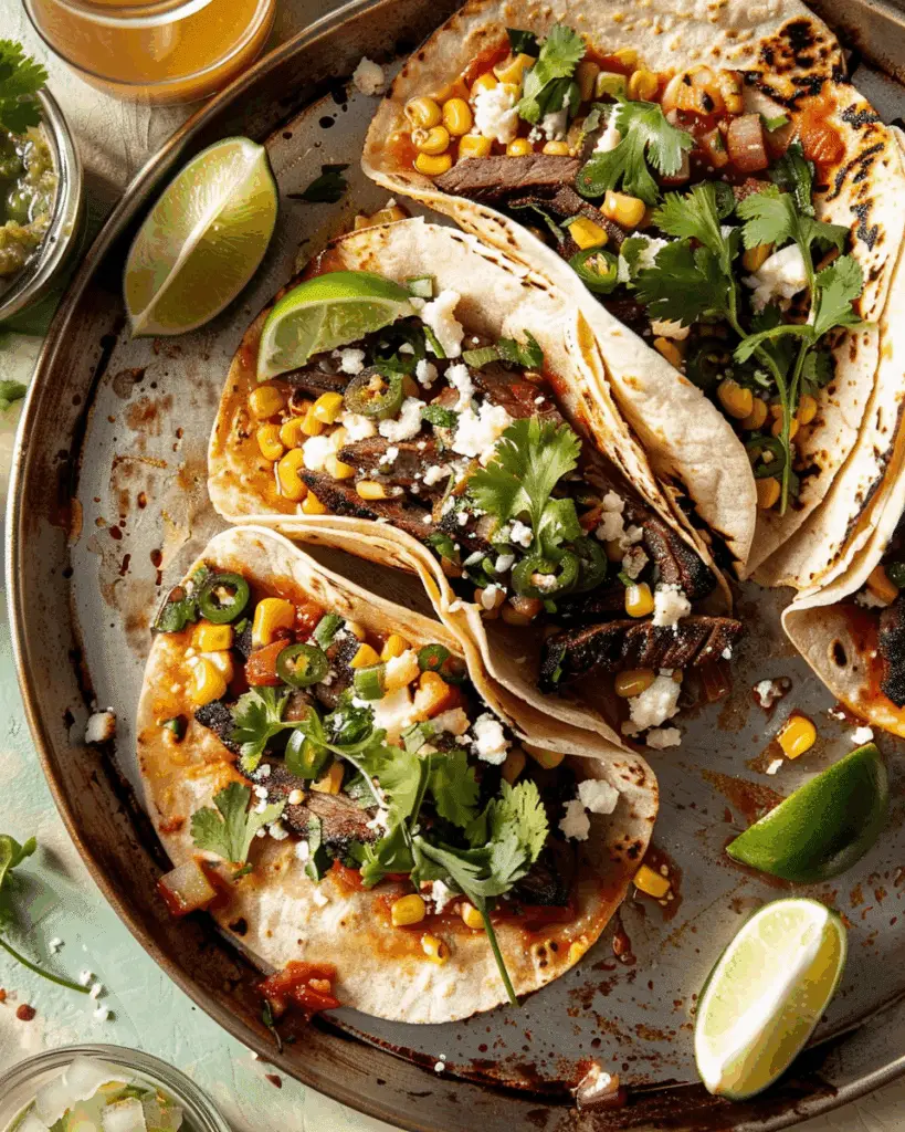 Sheet Pan Steak and Chipotle Corn Tacos