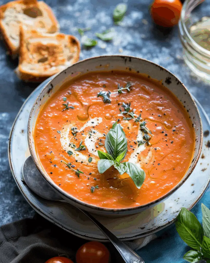 6 Ingredient Creamy Roasted Tomato Soup