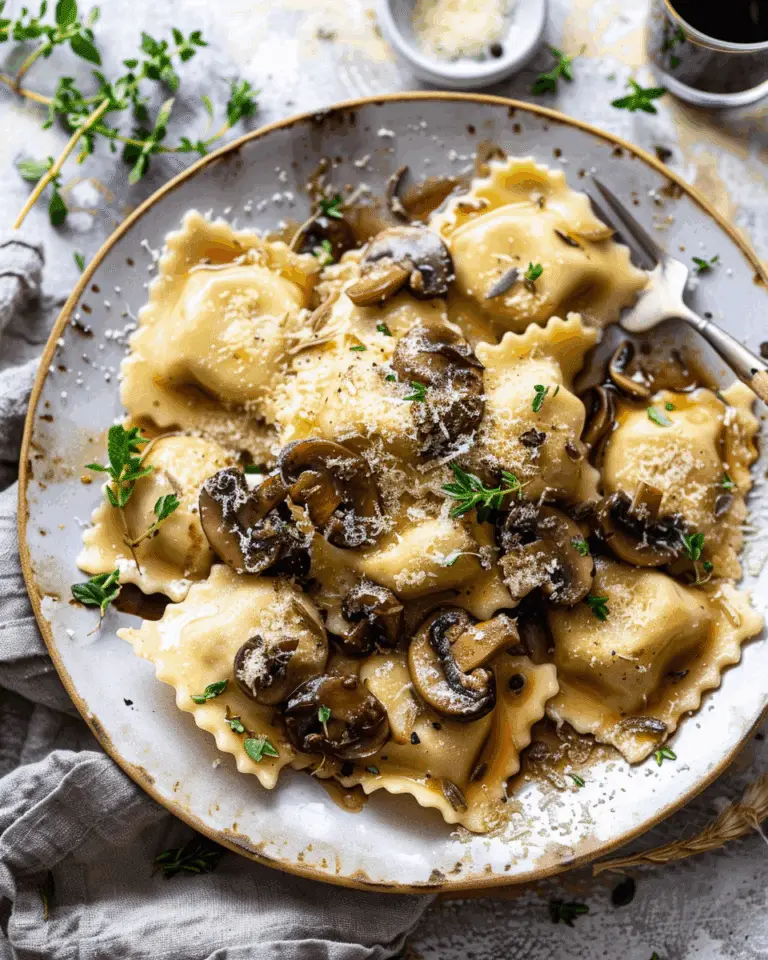 Herby Buttered Balsamic Mushroom Ravioli
