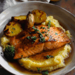 Maple Cider Glazed Salmon with Honey Butter Polenta