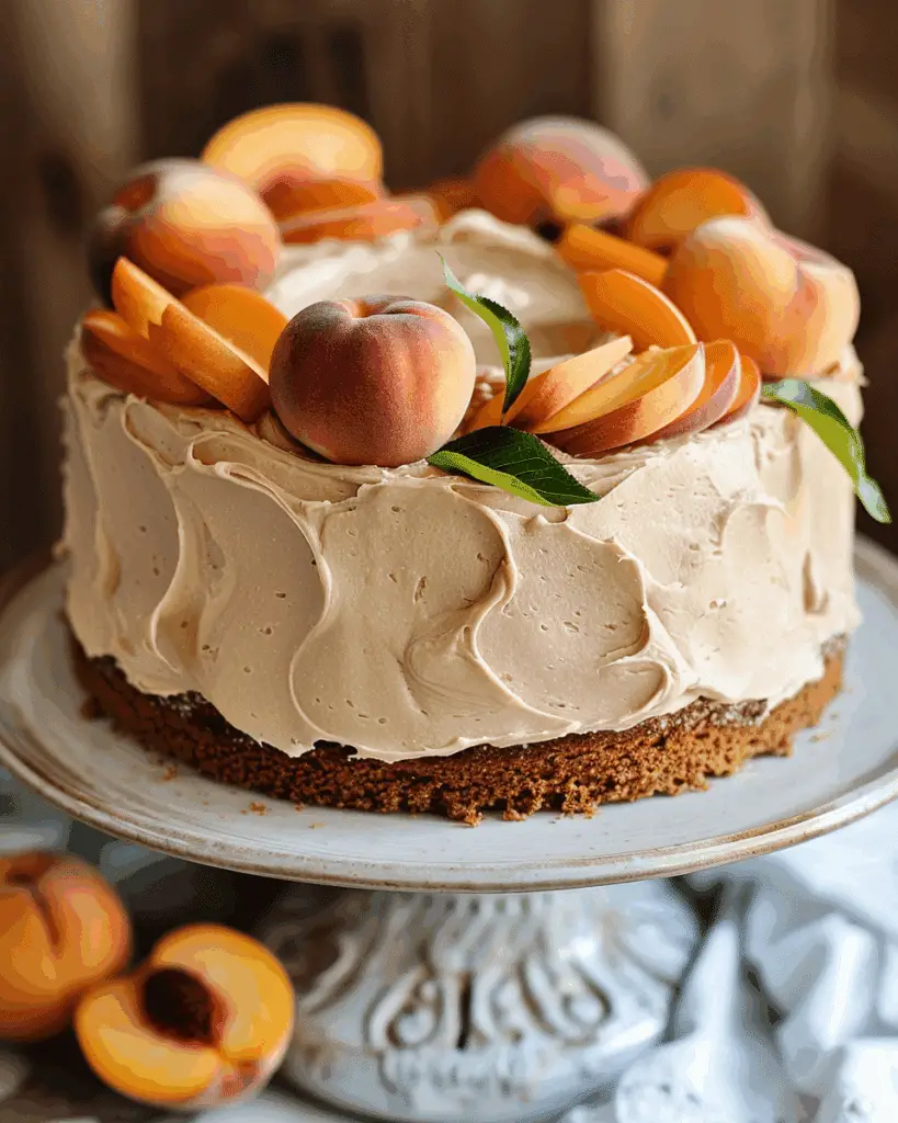 Peach Cake with Brown Sugar Frosting