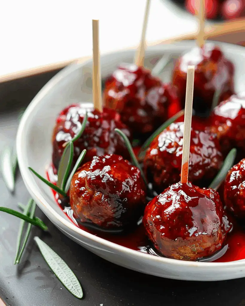 Vegan Cocktail Meatballs with Cranberry Sauce