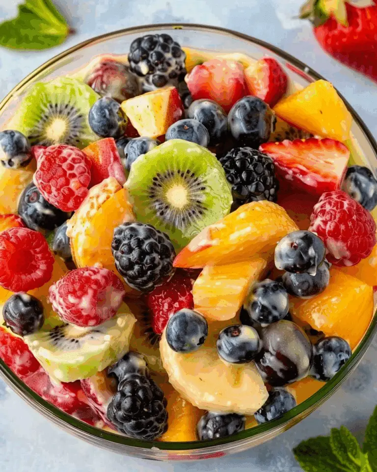Creamy Fruit Salad with Homemade Vanilla Dressing