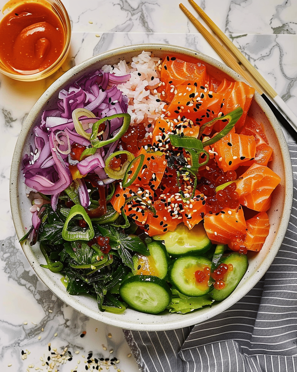 Tabasco and Gochujang-Cured Salmon Poke Bowl